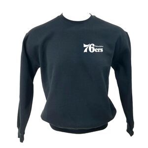 PHILADELPHIA 76ERS Double Script Retro Logo BLACK Pullover Crewneck Sweatshirt